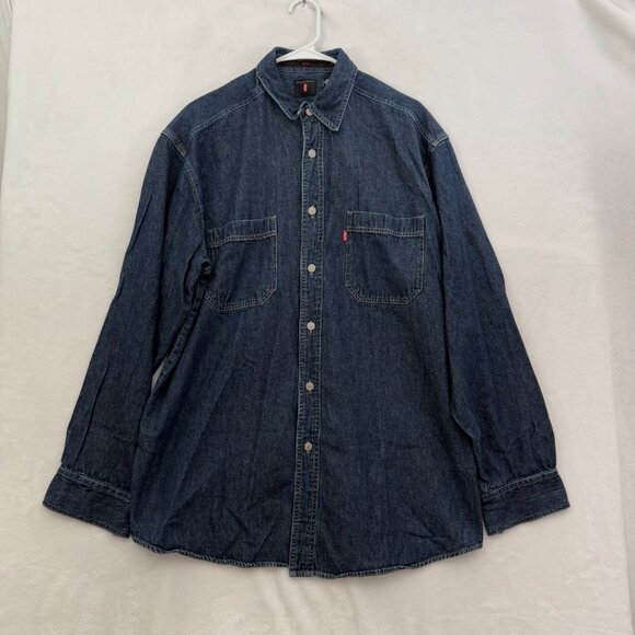 Levis Denim Shirt Mens M Blue Metal Button Pocket Western Ranch Rodeo Cowboy - Picture 1 of 8